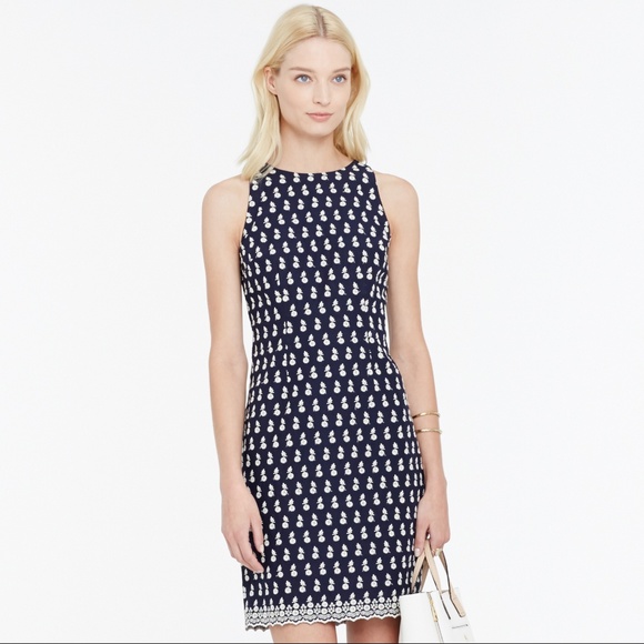 Ann Taylor Dresses & Skirts - Ann Taylor ~ Navy Floral Eyelet Sheath Dre…